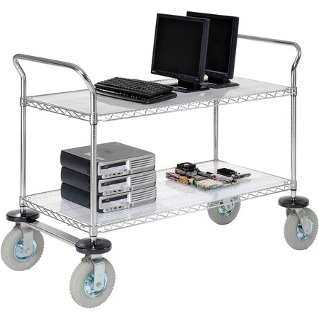 Nexel Chrome Wire Shelf Instrument Cart w/2 Shelves, 1200 Ib. Capacity, 36inL x 24inW x 44inH 188780